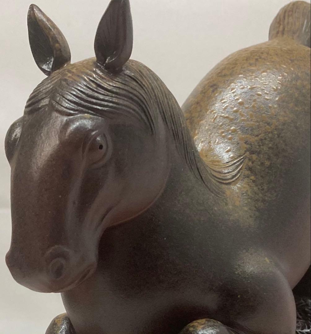 B480b「備前干支置物 午」安土窯　共箱　備前焼　令8年干支　瓢箪から駒