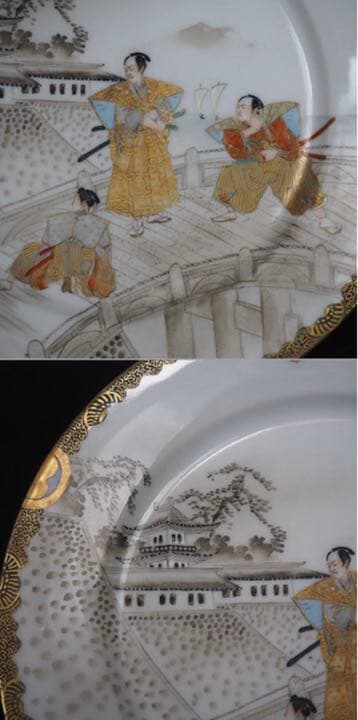 送料無料　大正時代『百田造』幻の横浜焼忠臣蔵図皿 径18ｃｍ★大珍品★本物保証⑤