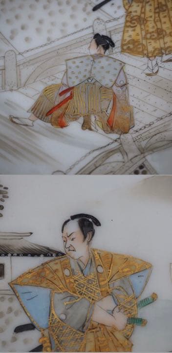 送料無料　大正時代『百田造』幻の横浜焼忠臣蔵図皿 径18ｃｍ★大珍品★本物保証⑤