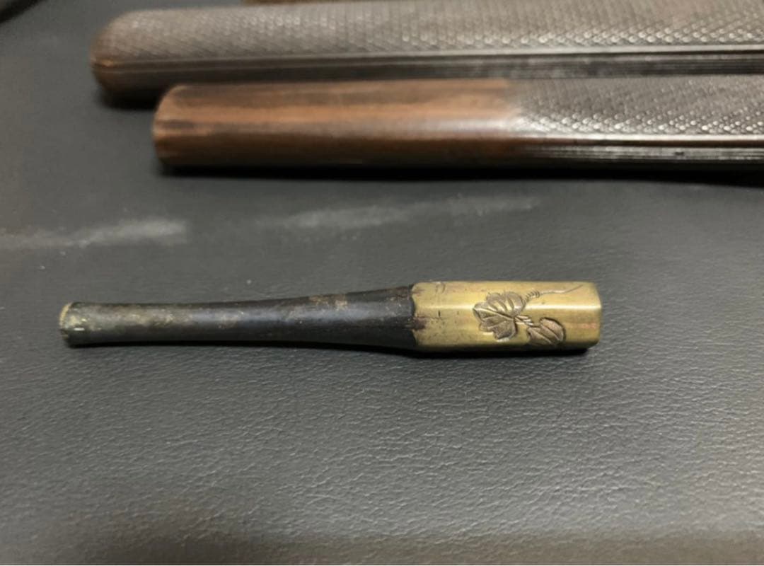 【提物・根付・印籠】煙草入れ＆キセル入れ かます 巾着袋 骨董 喫煙具 煙管