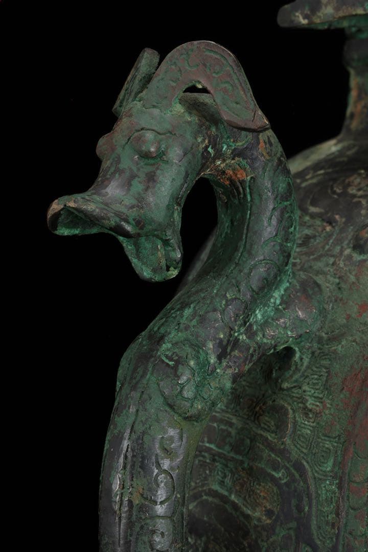 中国古玩 西周〜春秋時代 青銅水器 龍紋鷲蓋青銅器 共箱 古美術 骨董品 唐物