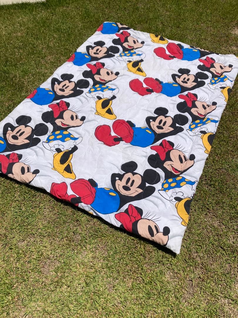 USA ビンテージ ディズニー ミッキーマウス ミニー　ベッドキルト キャンプ