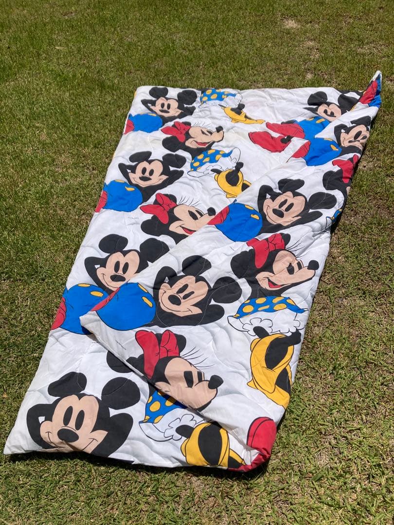 USA ビンテージ ディズニー ミッキーマウス ミニー　ベッドキルト キャンプ