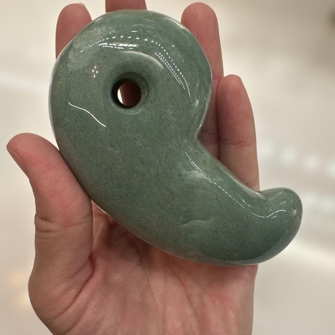 天然石 グリーンアベンチュリン 勾玉 大型 277g