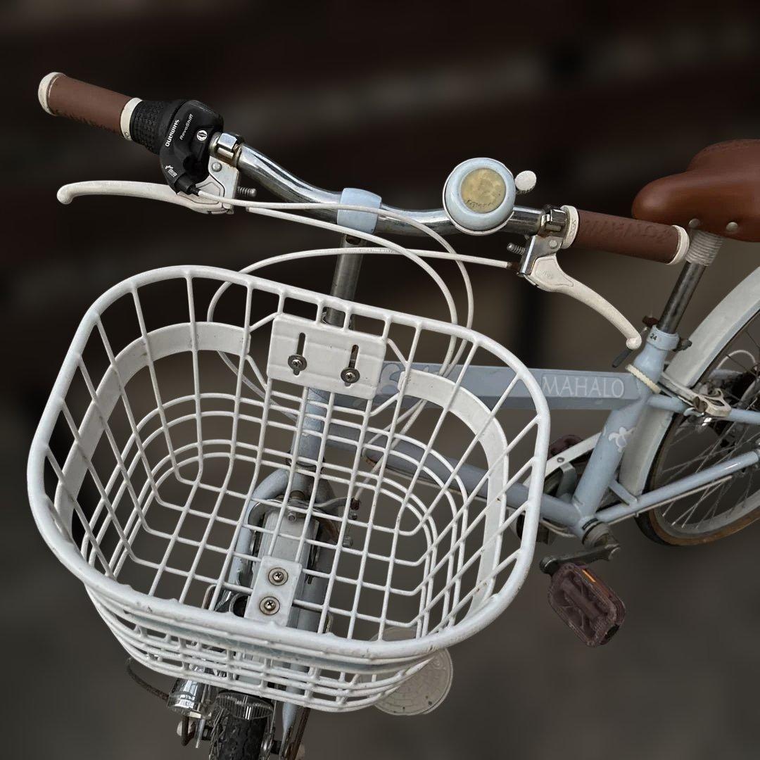 MAHALO シティバイク ライトブルー 前カゴ付き　24インチ