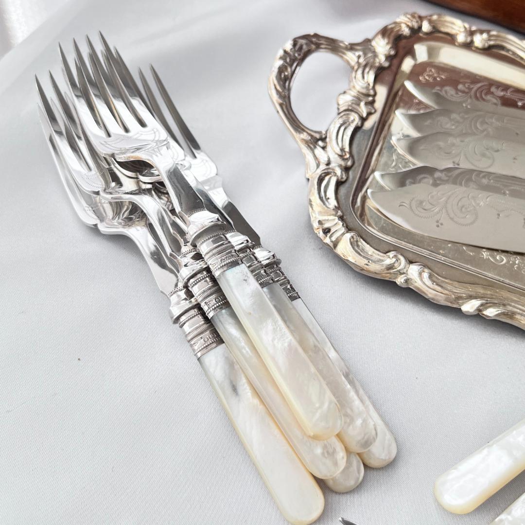 【Walker & Hall】【白蝶貝 / 純銀継手】カトラリーセット サーバー