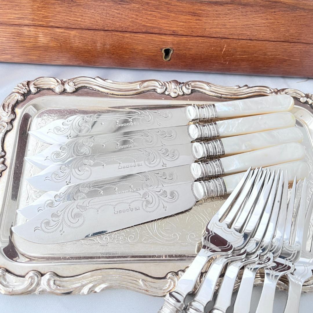 【Walker & Hall】【白蝶貝 / 純銀継手】カトラリーセット サーバー