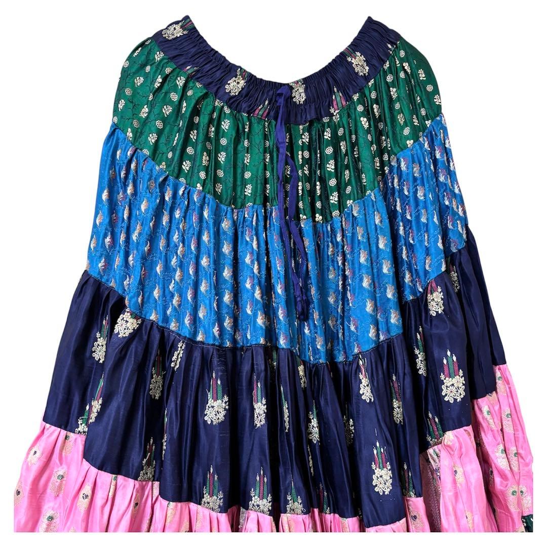 ベリーダンス インド舞踊 ジプシースカート 全円ロングフレア 裾 ダンス衣装