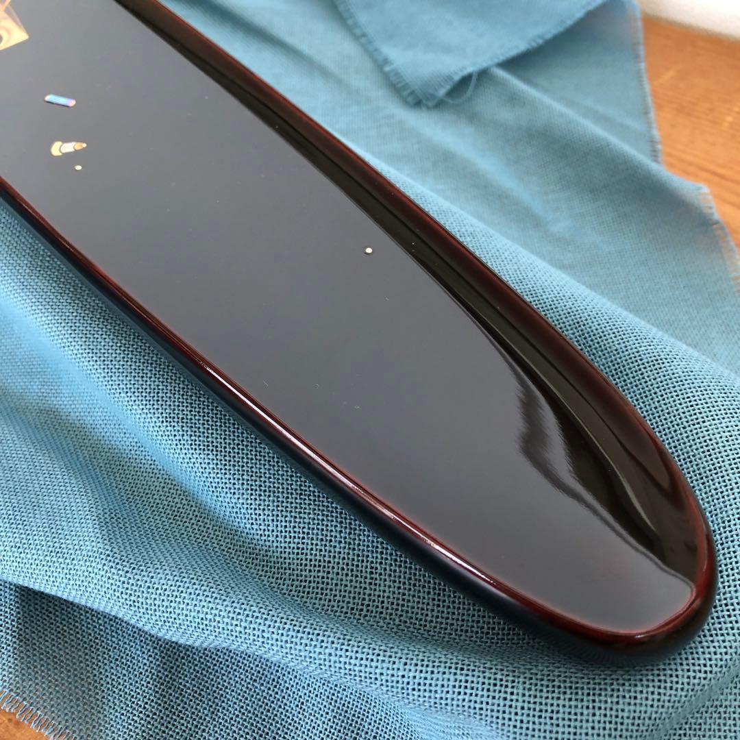 箱瀬淳一　長方ペン皿　40cm漆器　水野式　自動三輪車　蒔絵　飾り皿　輪島塗長皿