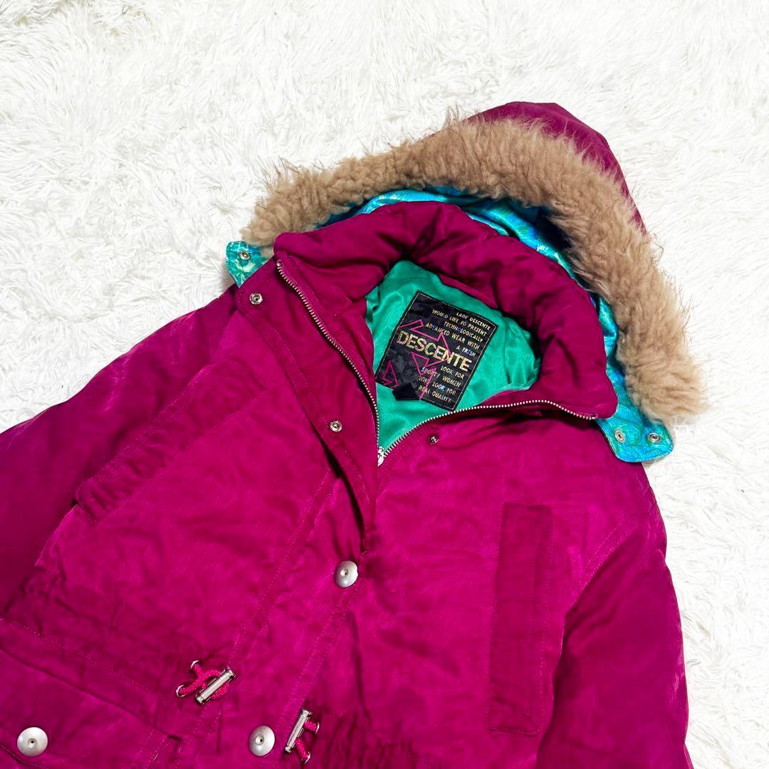 天然羽毛使用 デサント スキーウェア スノボウェア ワインレッド M