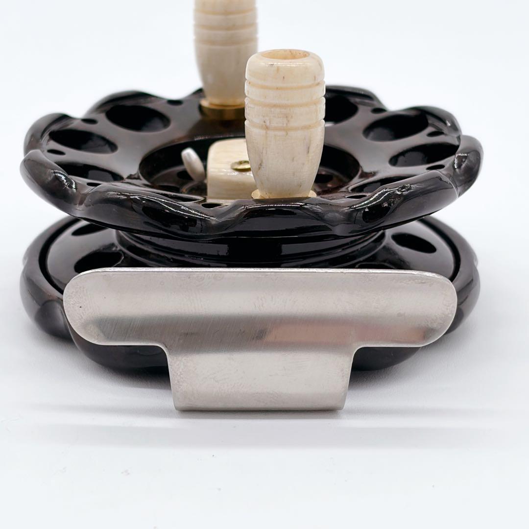 希少 重利作 タイコリール ヘチリール 木製 クラシック レトロ ダークブラウン