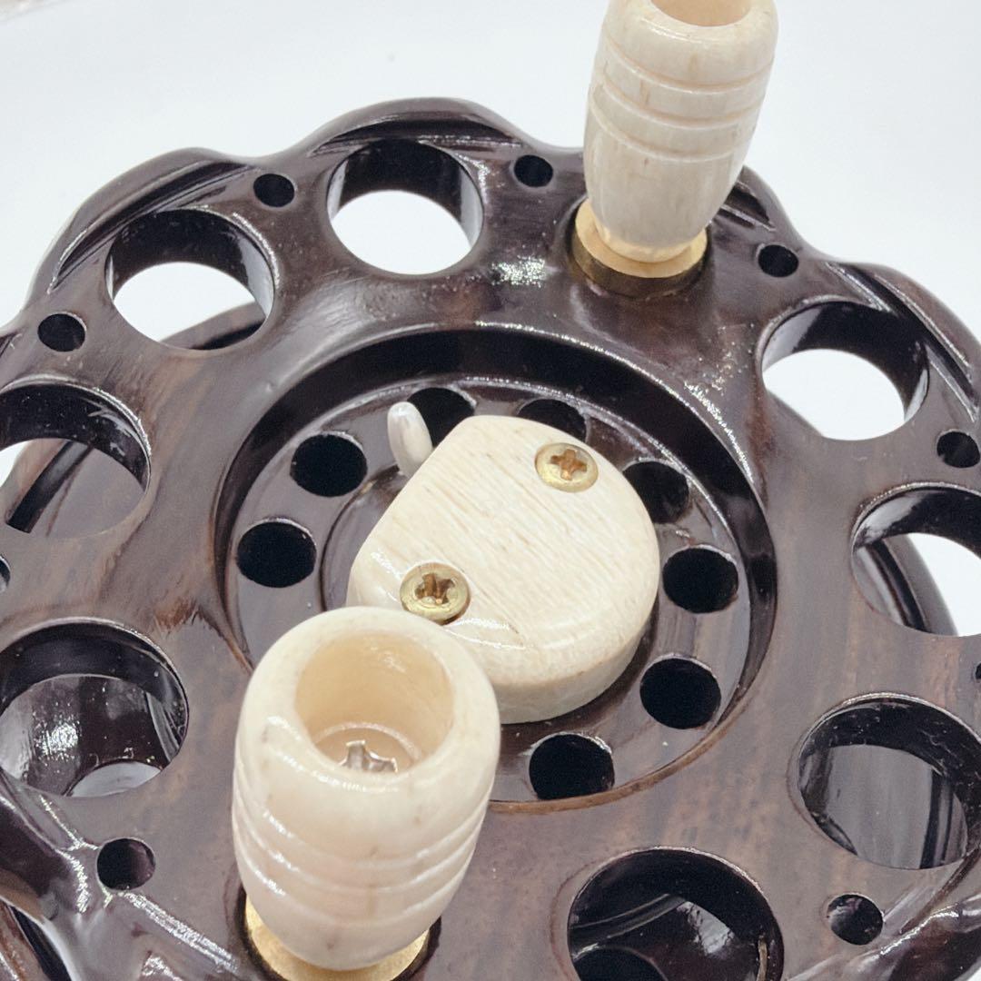 希少 重利作 タイコリール ヘチリール 木製 クラシック レトロ ダークブラウン