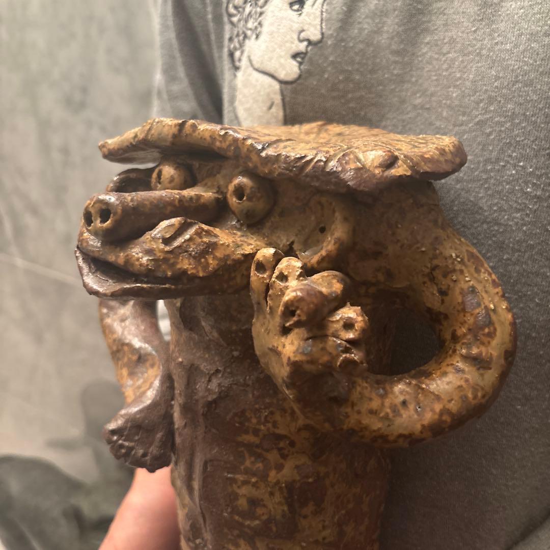 常滑焼作家さんによる表情が何とも素敵な一服してリラックスするカッパ