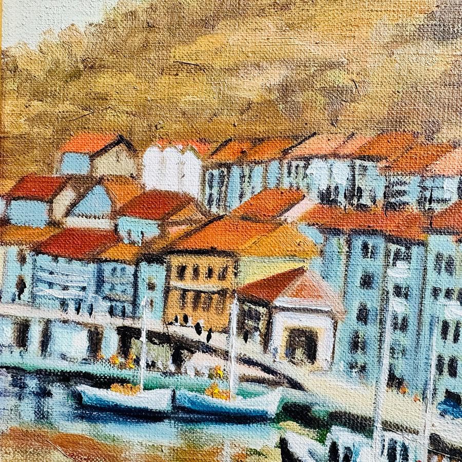 宮倉靖三 スペイン オニダロア 無所属 サイン有り インテリア 油彩 絵画 額装