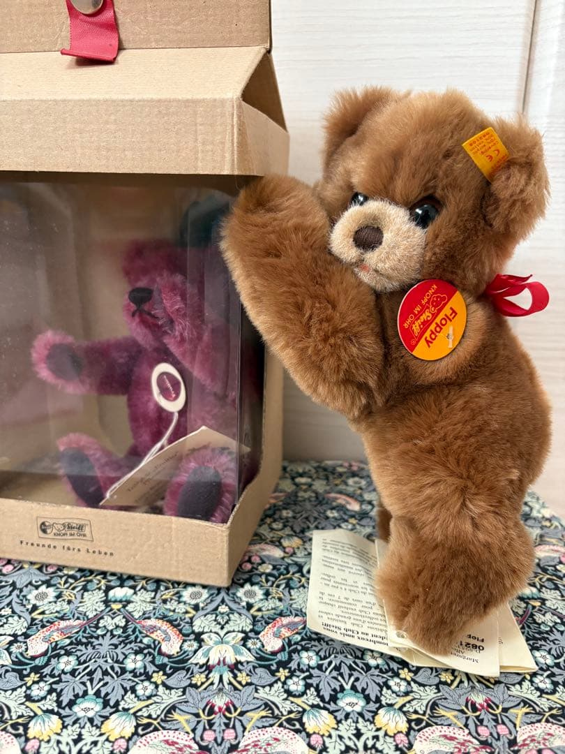 タグ付　シュタイフ　Floppy Bear ぬいぐるみ　寝そべり　テディベア