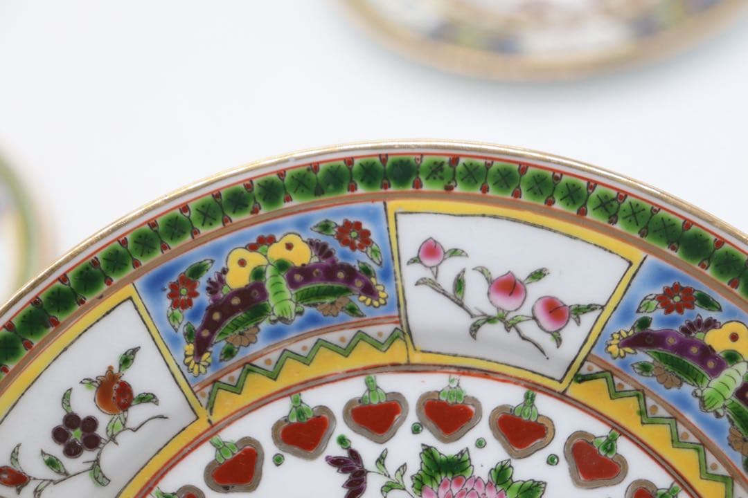 中国　1970年代　景徳鎮製　粉彩祥瑞紋大皿4点　送料込み260104