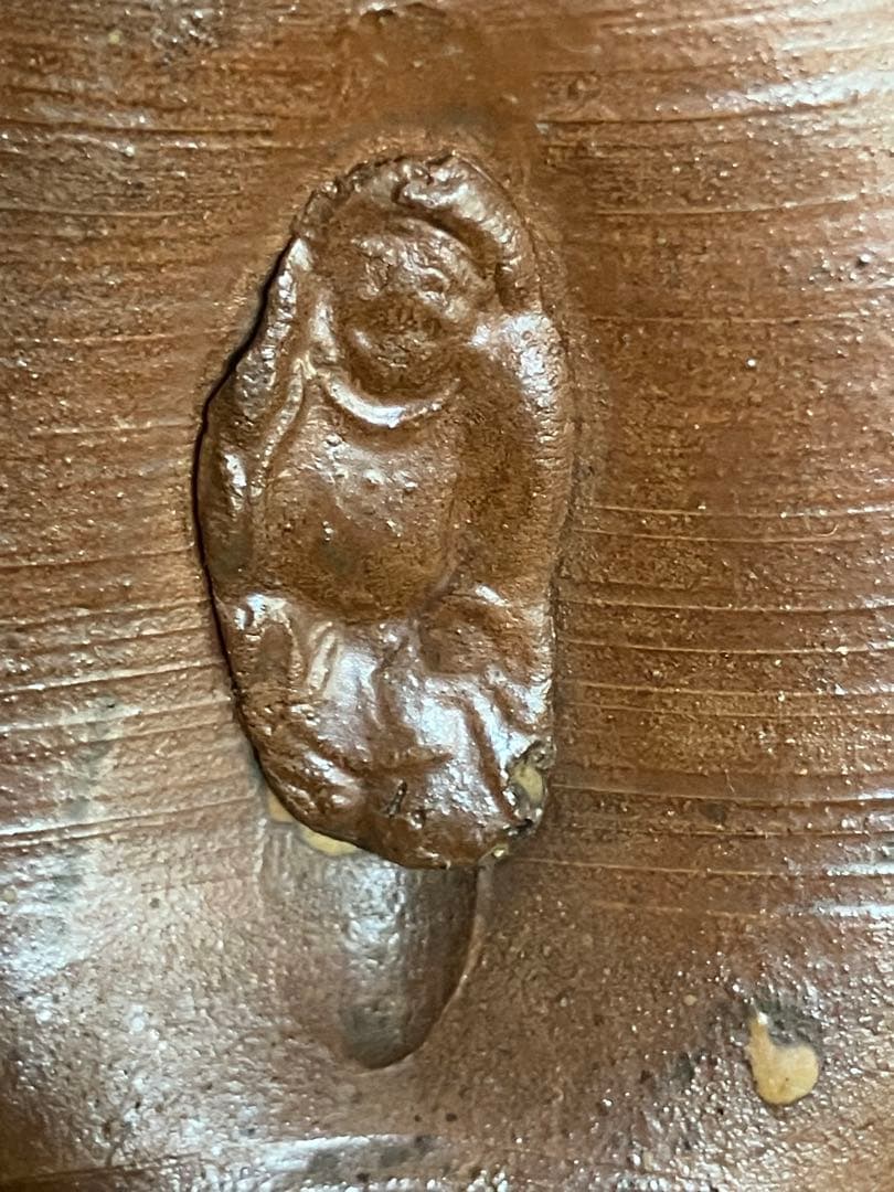 古備前　人形徳利　大黒天　福禄寿　在銘　花瓶