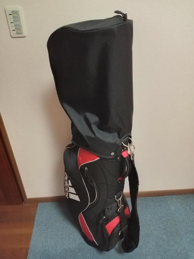★美品★adidas★アディダス★軽量ナイロン★キャディバッグ★9型★黒/赤★