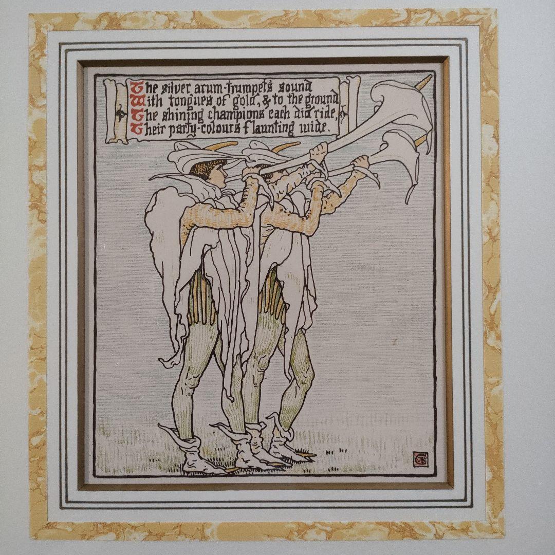 新品リトグラフ Walter Craneクレイン『クイーンサマー百合と薔薇の旅』