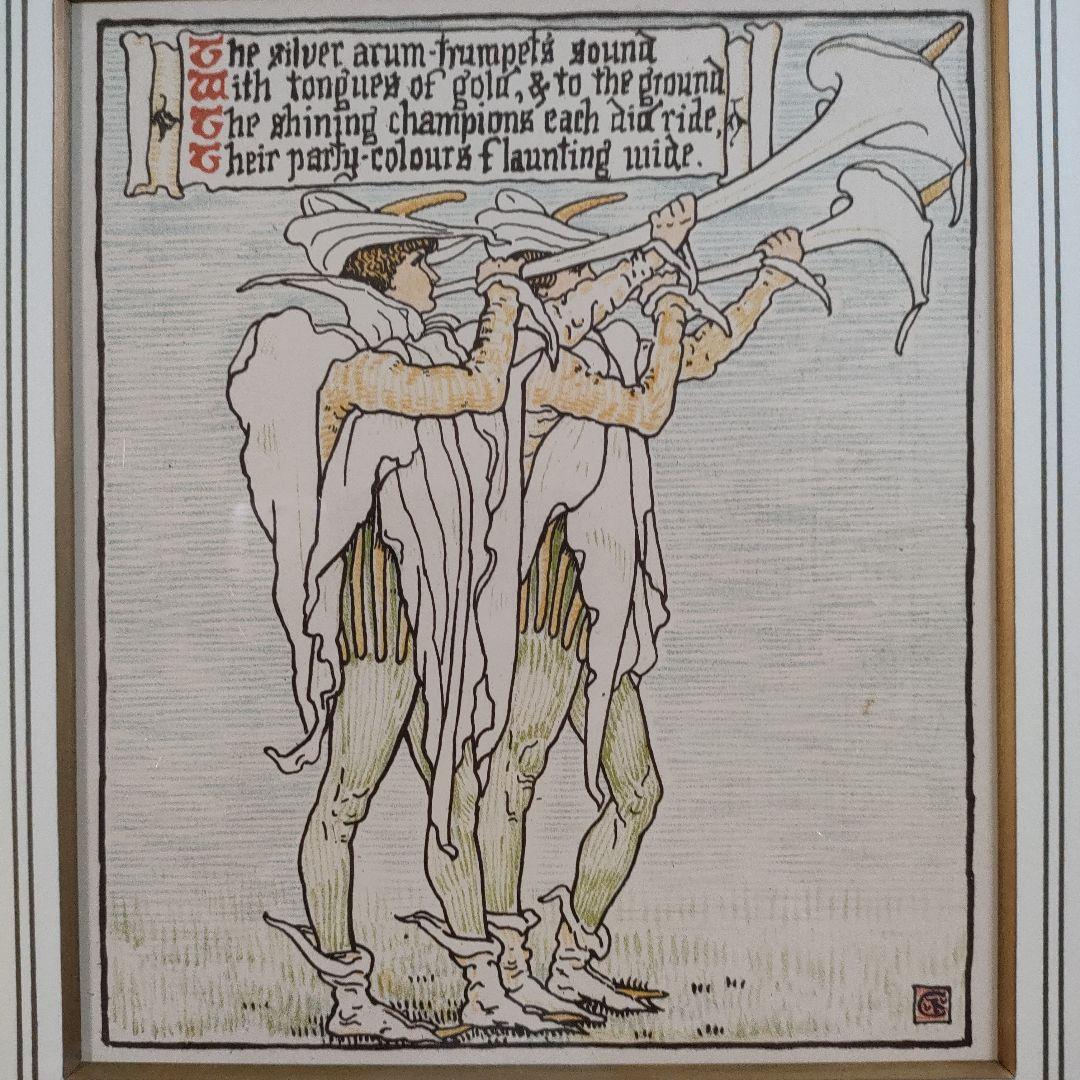 新品リトグラフ Walter Craneクレイン『クイーンサマー百合と薔薇の旅』