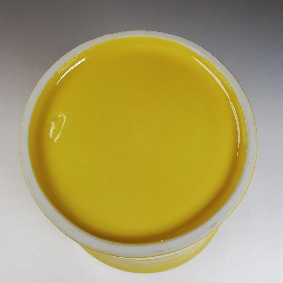 Ｗ１９１　水指　『膳所焼』『黄交趾　棒先』『淡海ぜぜ陽炎園 造』　共箱　茶道具