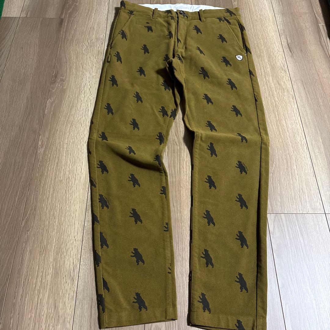 パーリーゲイツ クマプリント オリーブパンツ