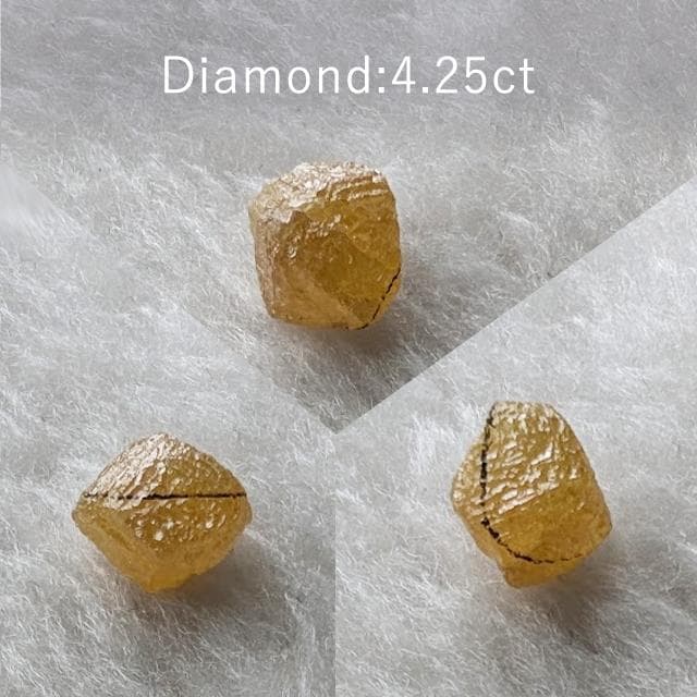 4.25ct　イエローダイヤモンド　原石　ナミビア産　金剛光沢　鉱物標本