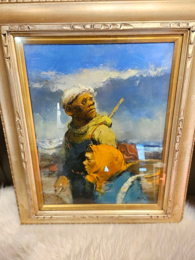 工藤和男「陽光の浜」油彩 F6号 創元会元会長 労働者の賛歌 一枚の繪 逸品