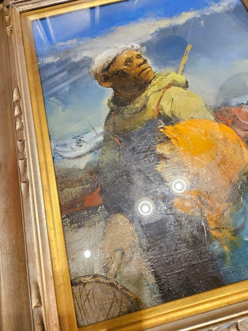 工藤和男「陽光の浜」油彩 F6号 創元会元会長 労働者の賛歌 一枚の繪 逸品