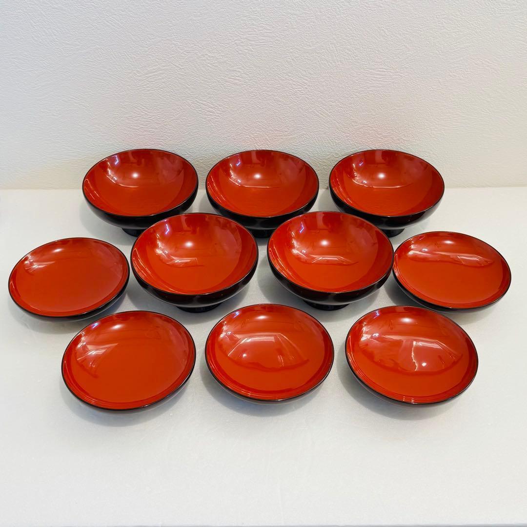 ⭐️ 川連漆器 天然木漆器 沈金 唐草牡丹彫蒔絵 蓋付き椀揃5客【未使用品】⭐️