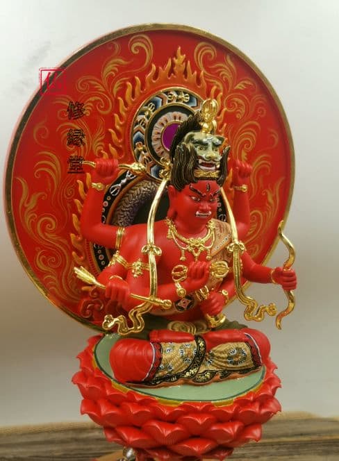 【修縁堂】真言密教 密宗 細工 爱染明王仏像 置物 仏壇 仏像