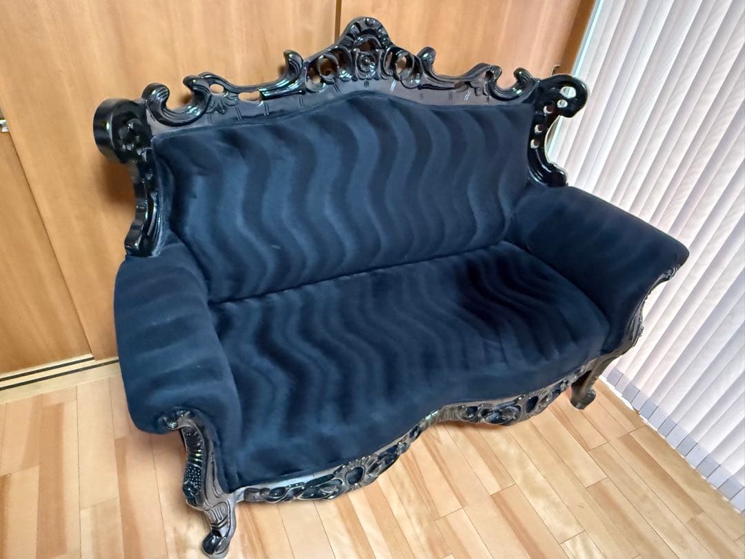 【希少】【美品】バロックスタイル 2人掛けソファ 黒