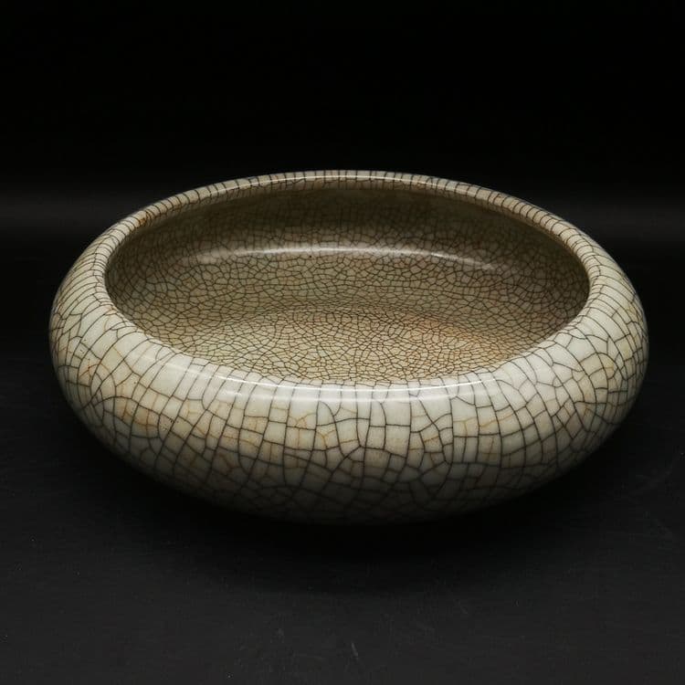 清官窯金糸鉄線紋 大筆洗  碗蓮灰皿  書道具 文房具 現代工芸品 美術品 置物