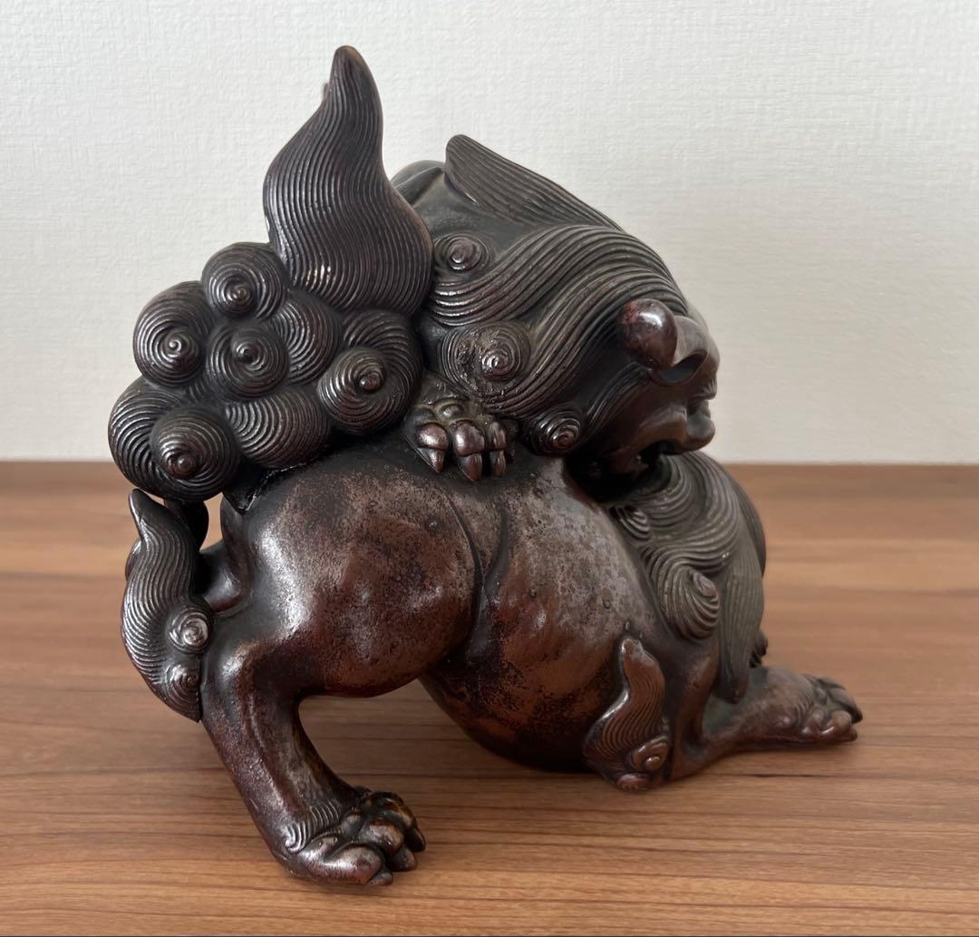 古備前置物 狂獅子像 江戸末期頃 収納木箱有 アンティーク
