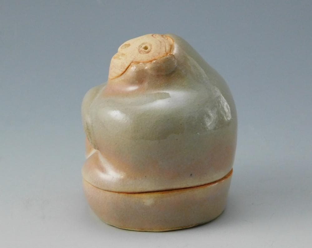 【鳳凰堂】十二代 田原陶兵衛『萩 猿香合①』申 萩焼 香合 干支 真作保証