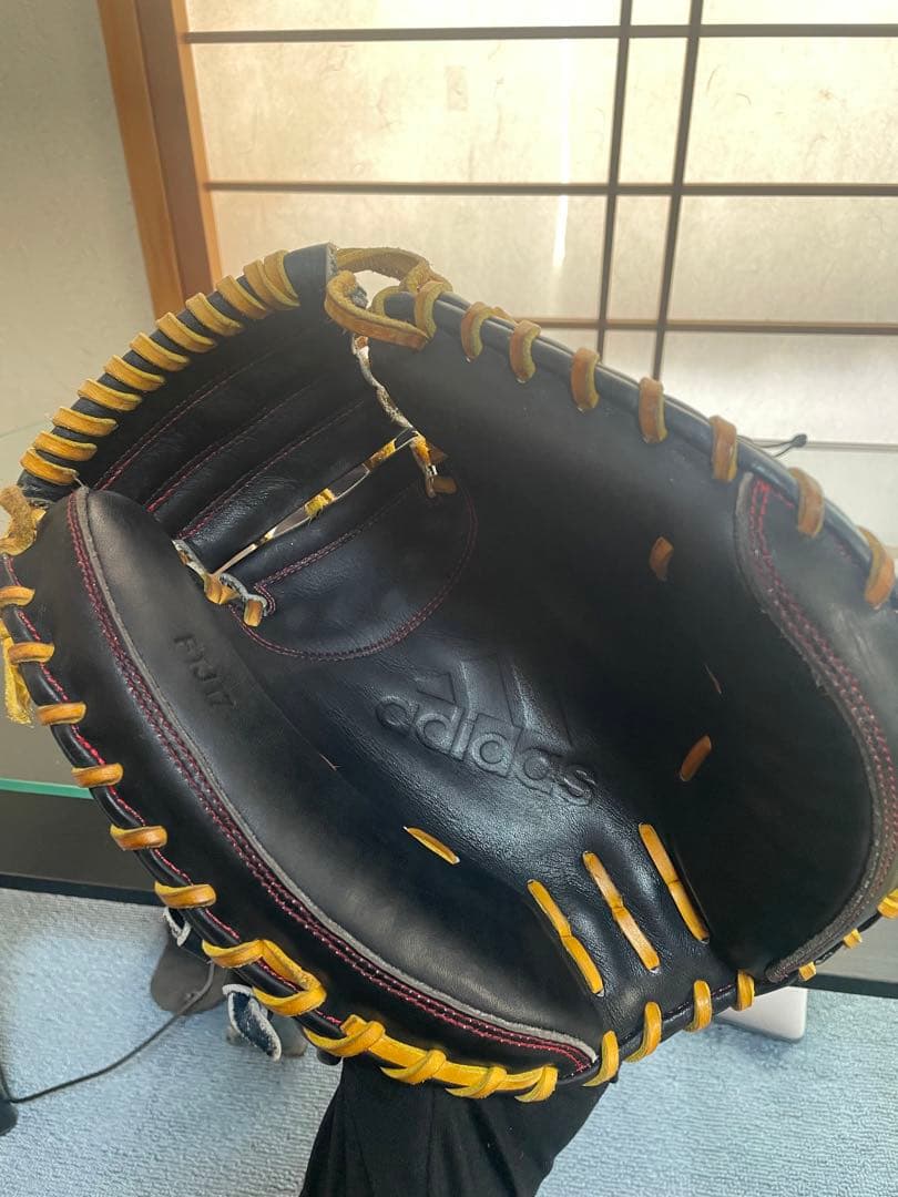 adidas 硬式野球キャッチャーミット黒/黄色
