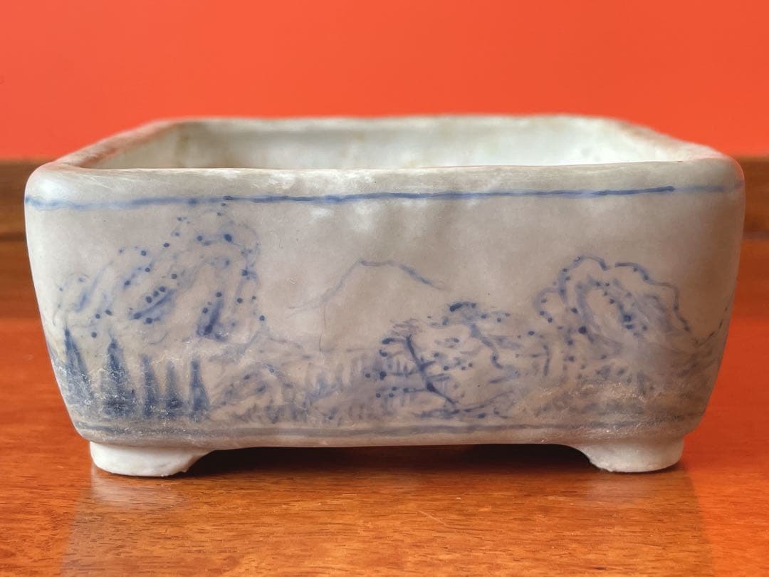 盆栽　鉢　中国鉢　盆栽小鉢 盆栽鉢 ミニ盆栽　烙印あり　風景画