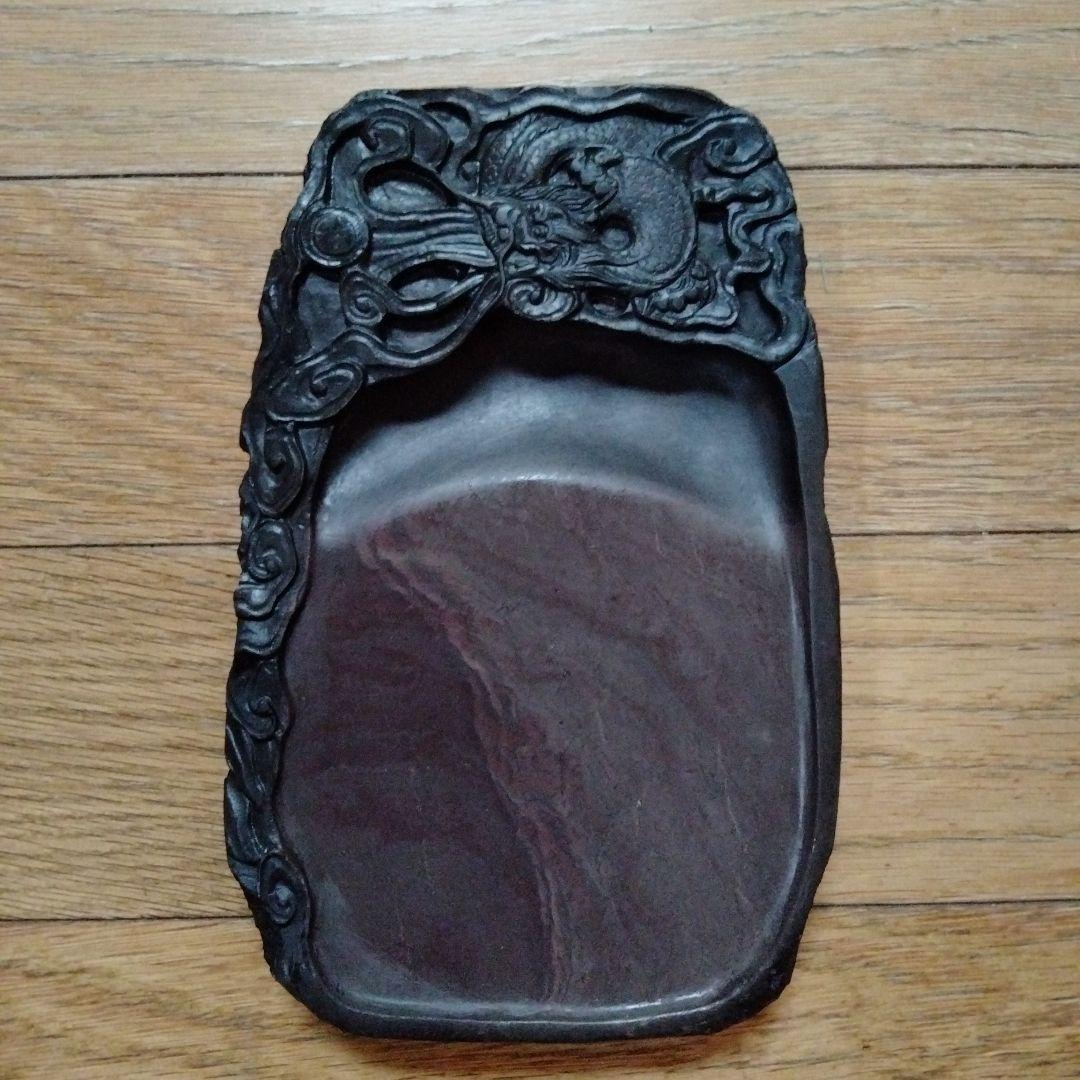 中国骨董【老坑仔巖極品龍雲古端渓硯石】旧家蔵コレクション貴重希少名品細工精密龍彫