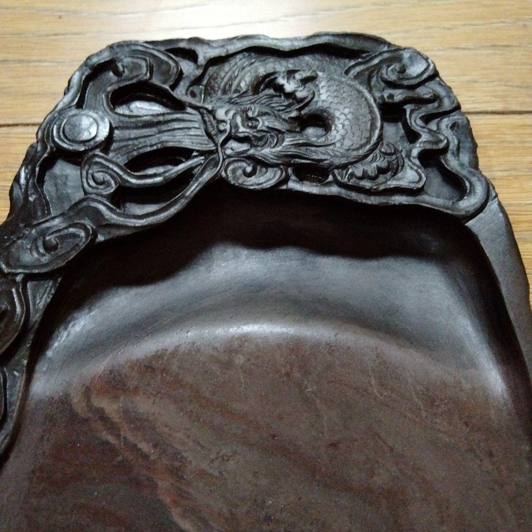 中国骨董【老坑仔巖極品龍雲古端渓硯石】旧家蔵コレクション貴重希少名品細工精密龍彫