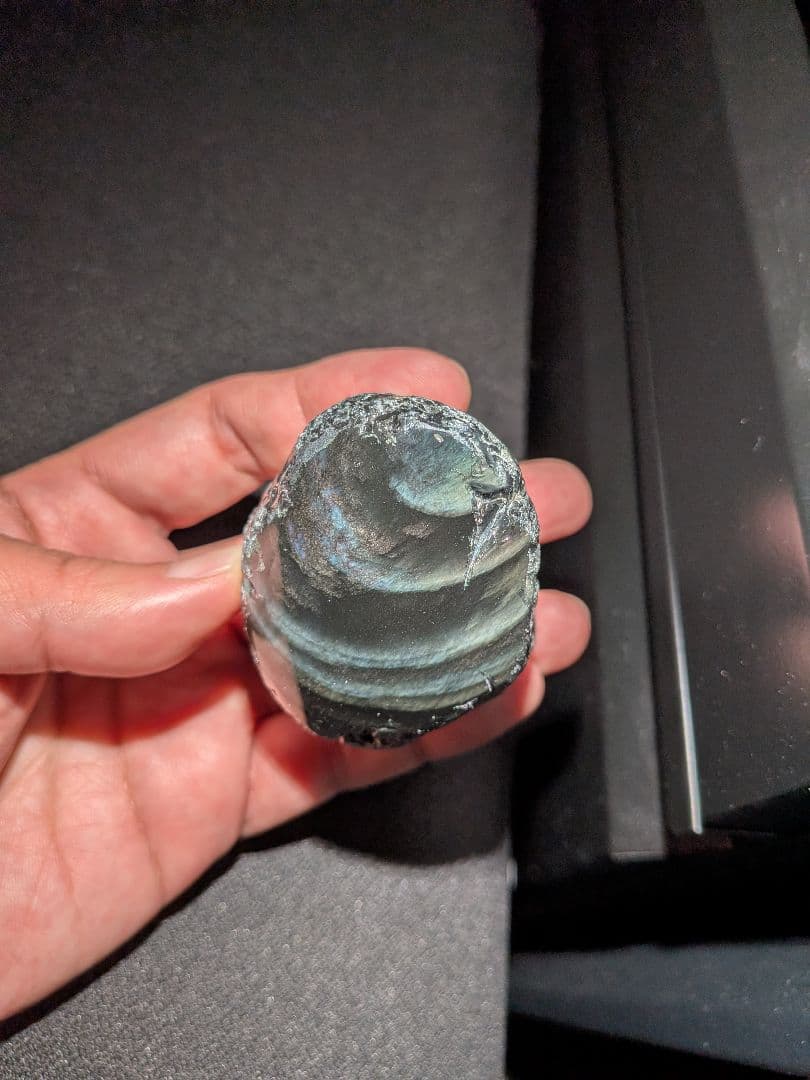 研磨品　十勝石玲瓏　複合色レインボーオブシディアン