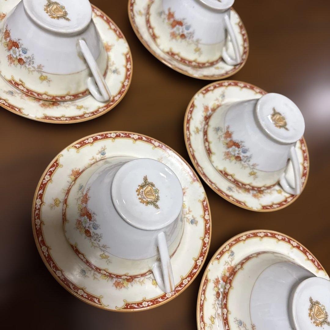 アンティークカップ＆ソーサー五客セットシェイプカップオールドノリタケライバル会社