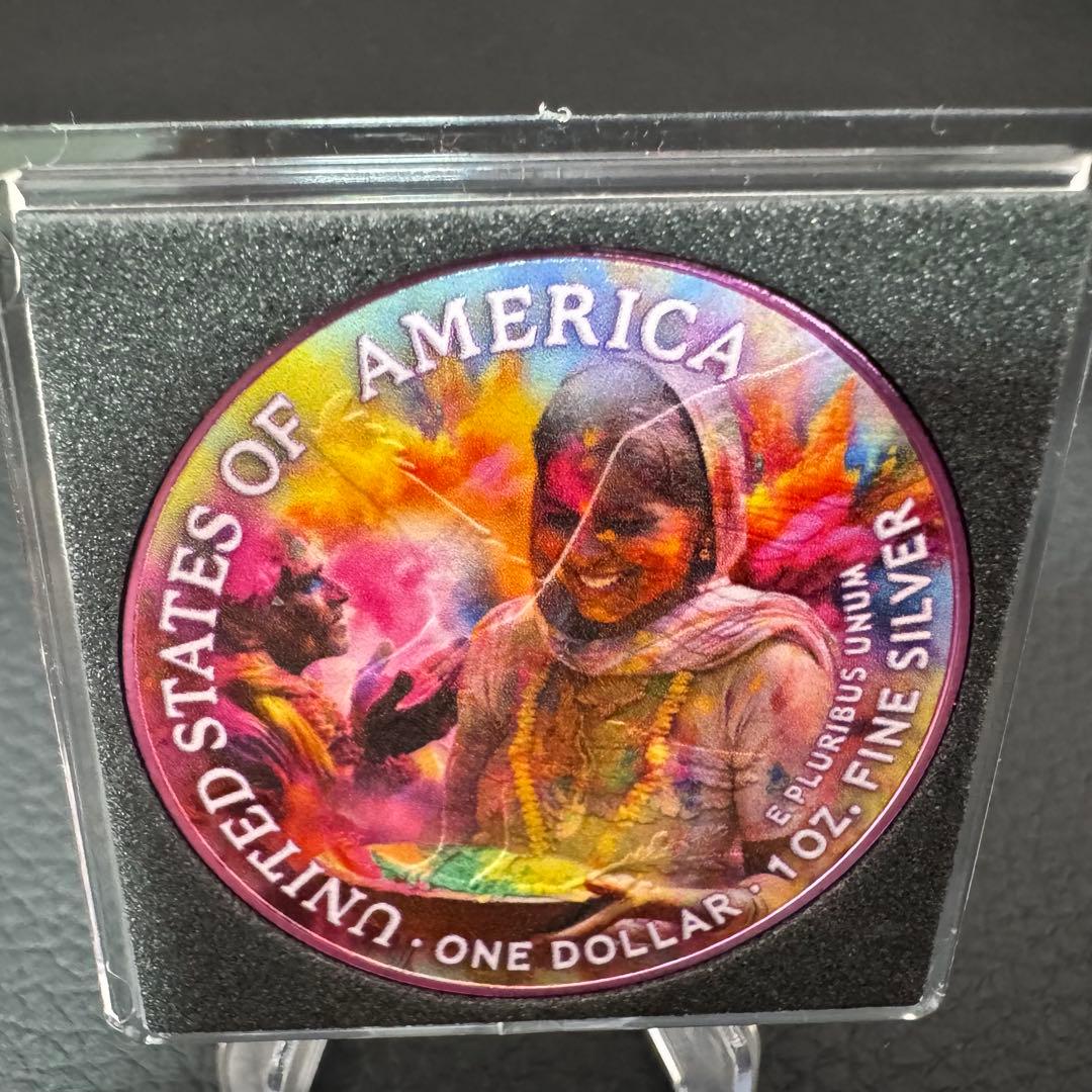 世界500枚 イーグル 銀貨 両面カラー ホーリー祭(豊作&世界平和)