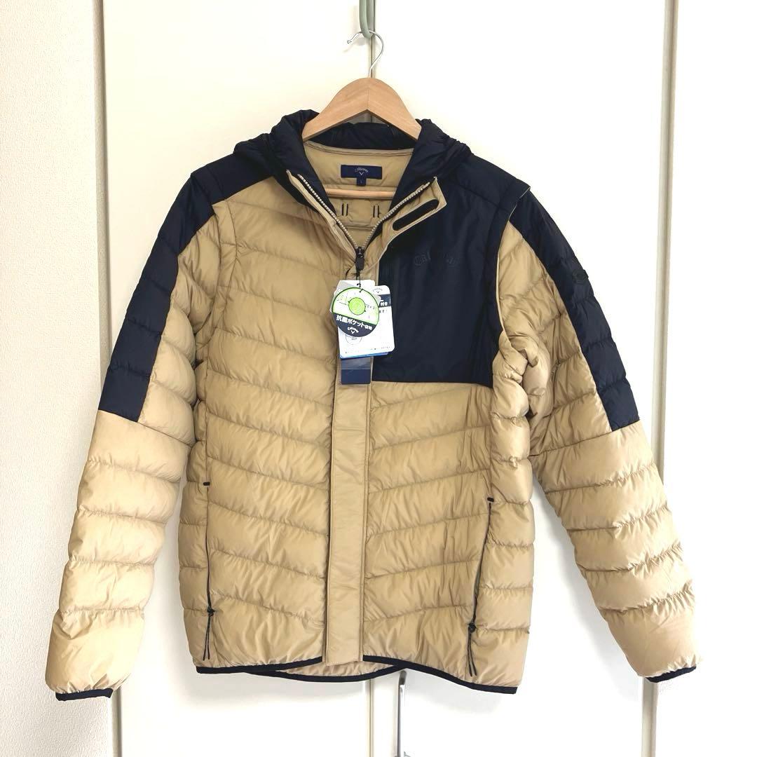 L 新品　キャロウェイ　メンズ　ストレッチ2way ダウンジャケット　黒ベージュ