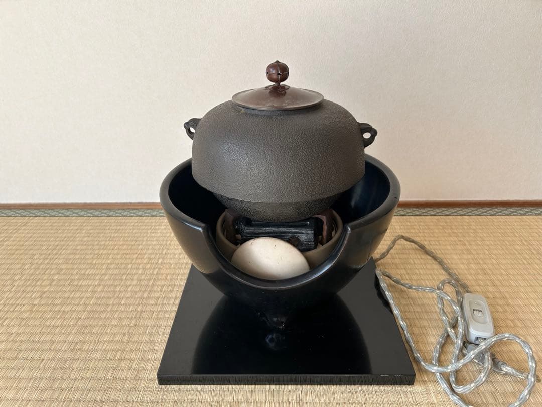 茶道　電気釜 黒色 鉄