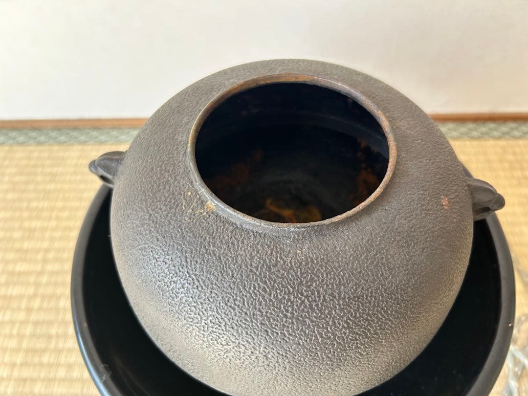 茶道　電気釜 黒色 鉄