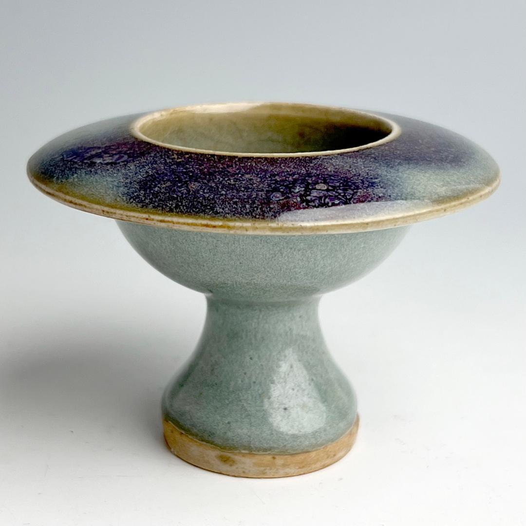 鈞窯天藍釉紫斑高足盃台 唐物 中国古玩 中国美術 A926