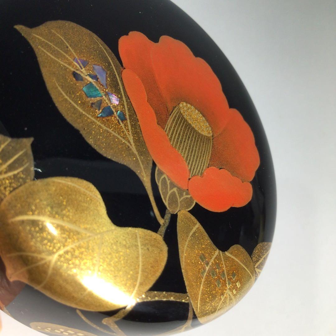 Ｎ７２７　棗　『輪島塗』『平野涛山作』『螺鈿』『椿蒔絵』『中棗』　共箱　茶道具