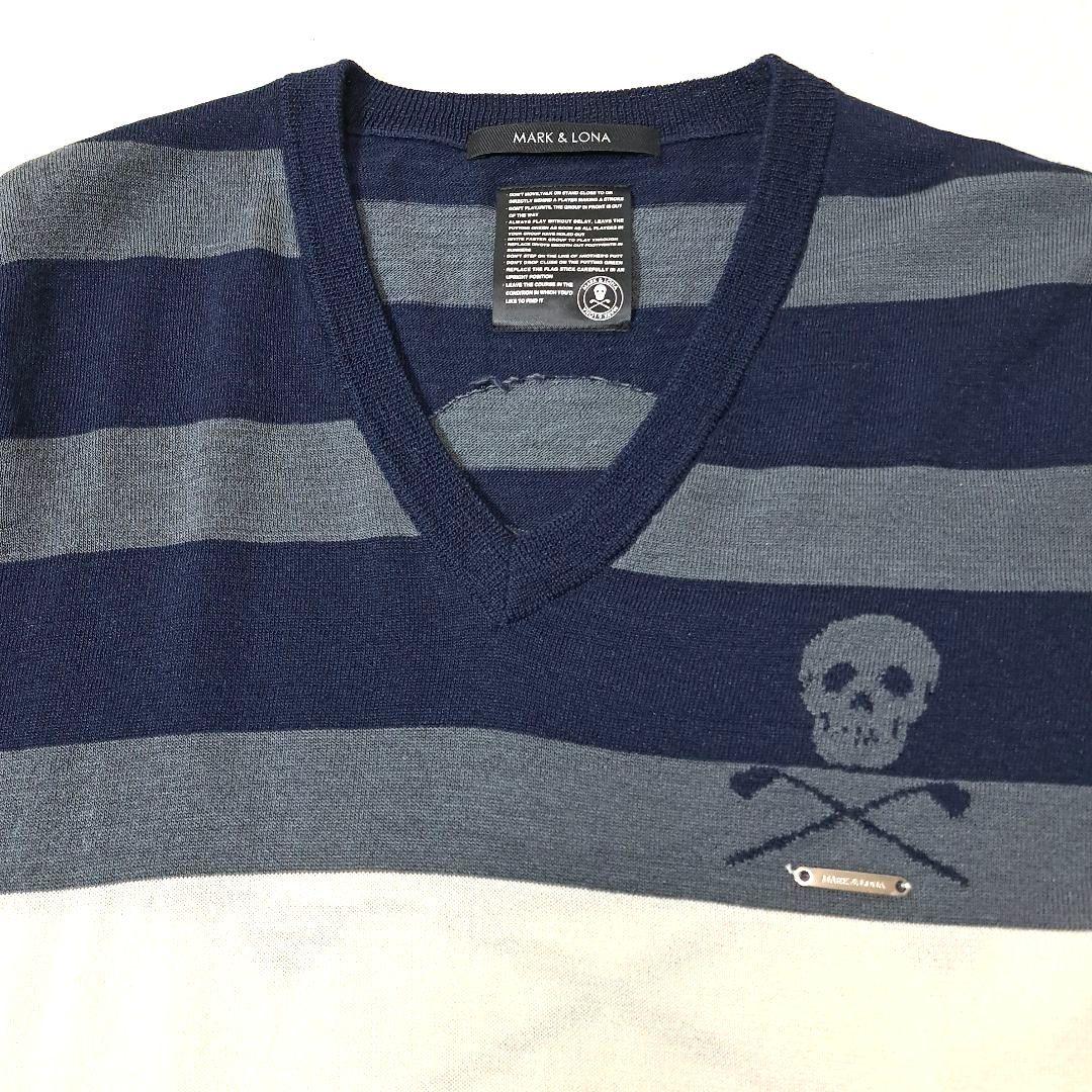 MARK & LONA GOLF メンズ Vネックニット カラフルボーダー M