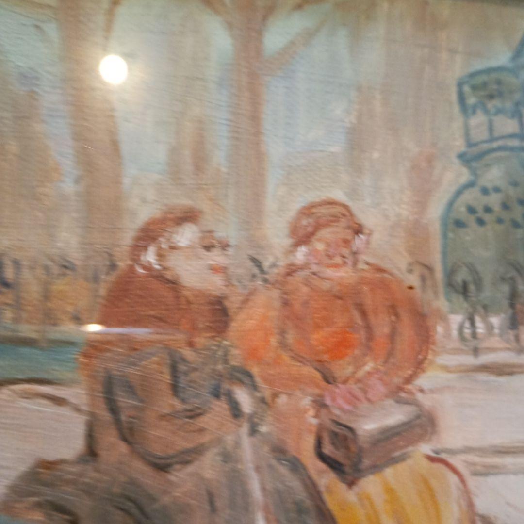 絵画　油彩　Shindo Mori　パリ風景　冬の公園　P1 森真道 S