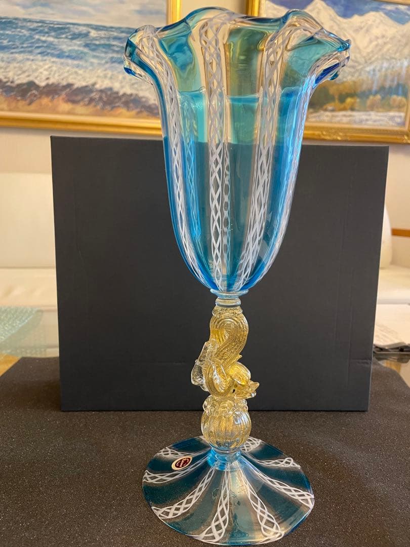 ヴェネチアンガラス(ムラーノガラス) 大型コンポート